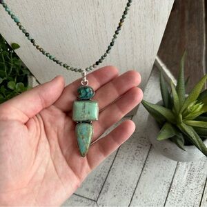 Chrysocolla Copper Blue Turquoise Pendant 925 Sterling Silver
